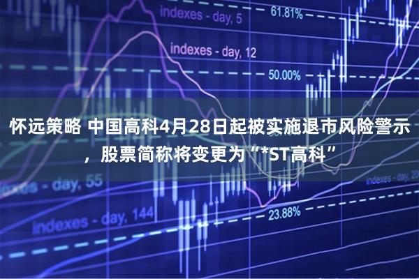 怀远策略 中国高科4月28日起被实施退市风险警示，股票简称将变更为“*ST高科”